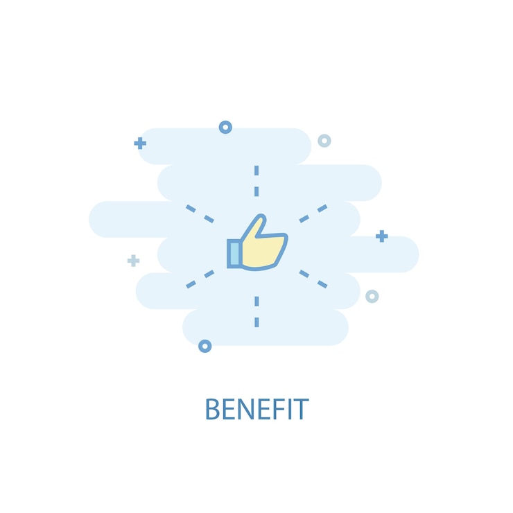 Vector concepto de línea de beneficio icono de línea simple ilustración en color símbolo de beneficio diseño plano se puede usar para uiux