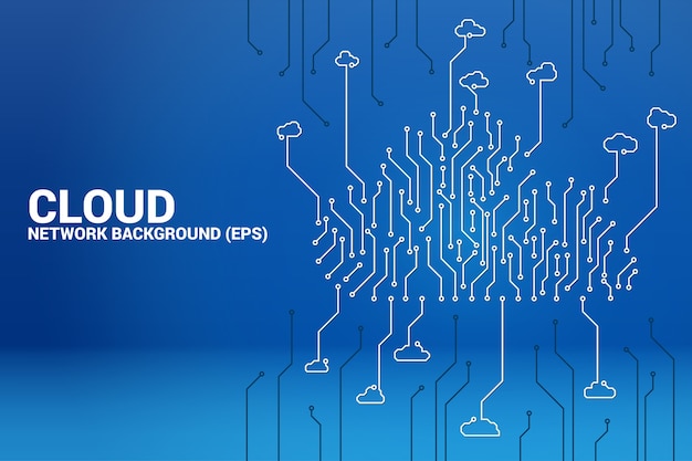 Concepto de línea de circuito de red informática en la nube