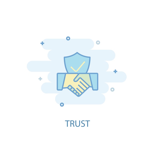 Concepto de línea de confianza Icono de línea simple ilustración en color símbolo de confianza diseño plano Se puede usar para UIUX