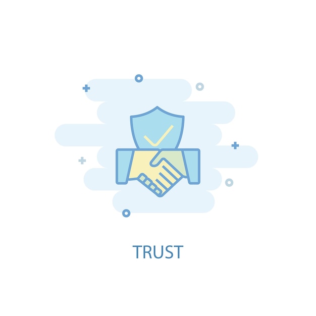 Concepto de línea de confianza icono de línea simple ilustración en color símbolo de confianza diseño plano se puede usar para uiux