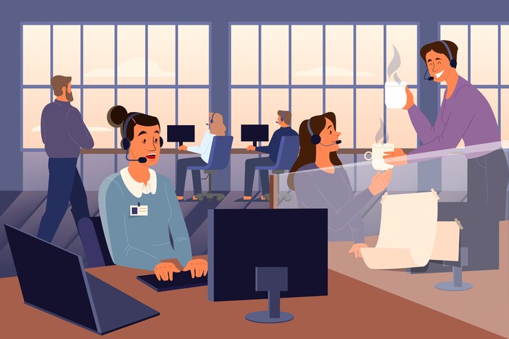 Vector concepto de línea directa de apoyo psicológico. oficina del servicio de asistencia psicológica. los voluntarios ayudan a las personas con sus problemas. concepto de salud mental. ilustración