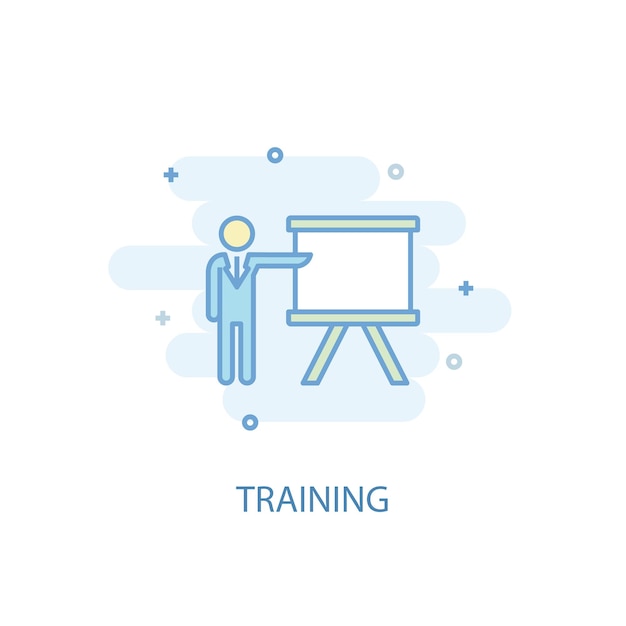 Concepto de línea de formación. Icono de línea simple, ilustración en color. diseño plano de símbolo de formación. Puede usarse para UI / UX