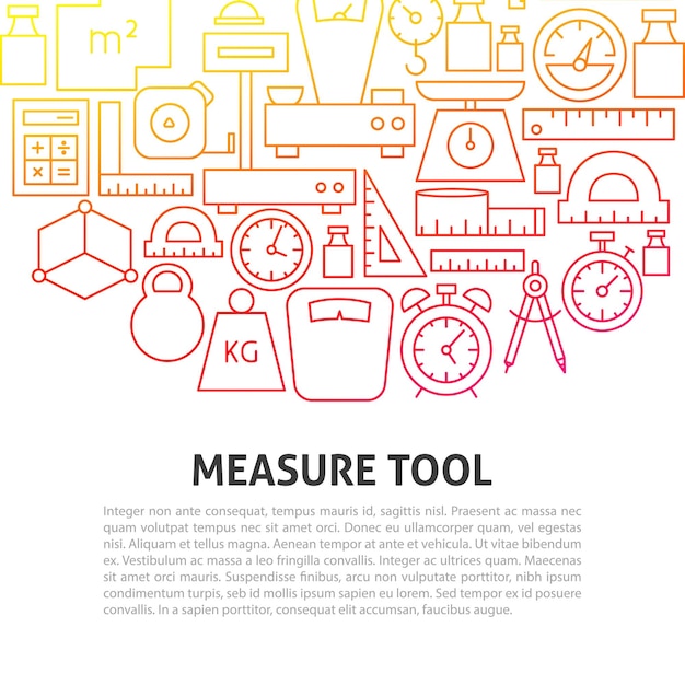 Vector concepto de línea de herramientas de medida ilustración vectorial del diseño del esquema