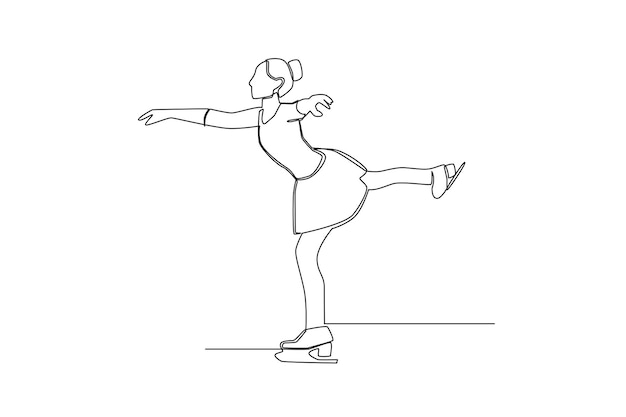 Concepto de una línea para ilustración de patinaje sobre hielo. línea simple de actividad deportiva de patinaje sobre hielo.