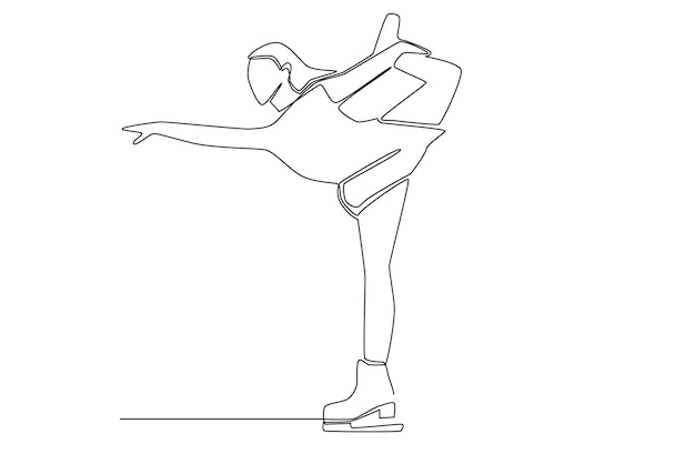 Concepto de una línea para ilustración de patinaje sobre hielo. línea simple de actividad deportiva de patinaje sobre hielo.