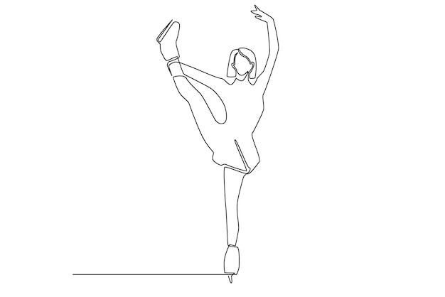 concepto de una línea para ilustración de patinaje sobre hielo. Línea simple de actividad deportiva de patinaje sobre hielo.