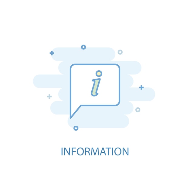 Vector concepto de línea de información. icono de línea simple, ilustración en color. diseño plano del símbolo de información. puede usarse para ui / ux