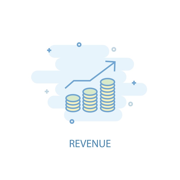 Concepto de línea de ingresos. icono de línea simple, ilustración en color. diseño plano del símbolo de ingresos. puede usarse para ui / ux