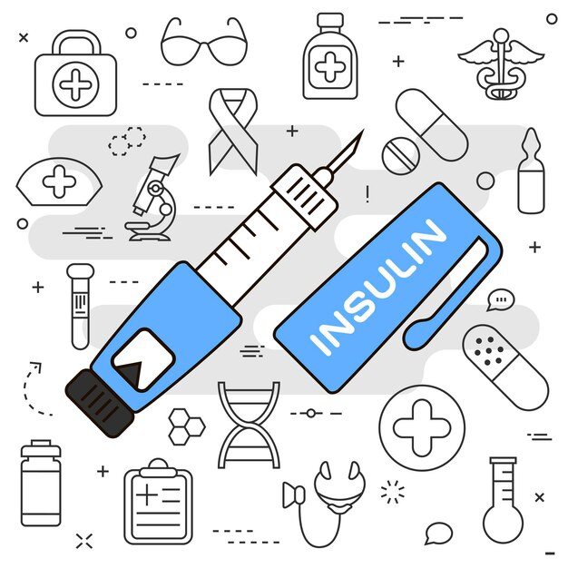 Concepto de línea de insulina. ilustración vectorial Plantilla de elemento para el diseño.