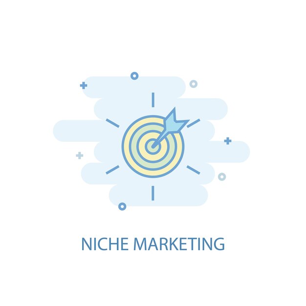 Concepto de línea de marketing de nicho Icono de línea simple ilustración en color Diseño plano del símbolo de marketing de nicho Se puede utilizar para UIUX