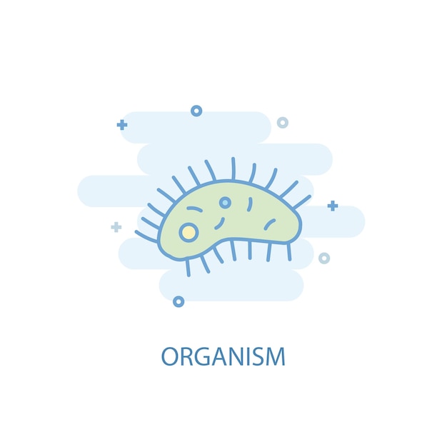 Concepto de línea de organismo. Icono de línea simple, ilustración en color. diseño plano del símbolo del organismo. Puede usarse para UI / UX