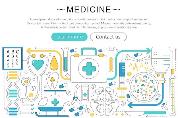 Concepto de línea plana de medicina de salud