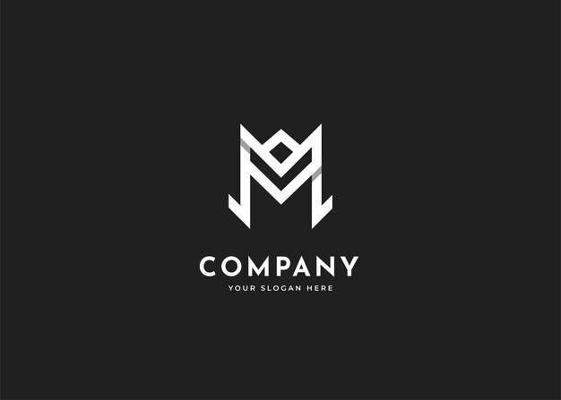 Concepto de línea de plantilla de diseño de logotipo de letra M