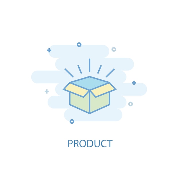 Vector concepto de línea de productos. icono de línea simple, ilustración en color. diseño plano del símbolo del producto. puede usarse para ui / ux