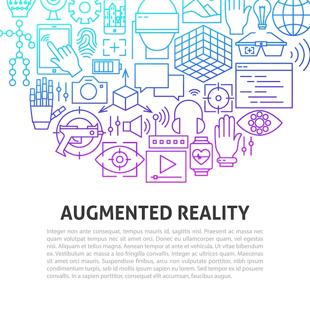 Concepto de línea de realidad aumentada. ilustración de vector de plantilla de esquema.
