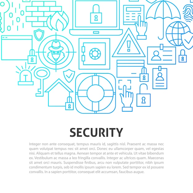 Vector concepto de línea de seguridad ilustración vectorial del diseño del esquema