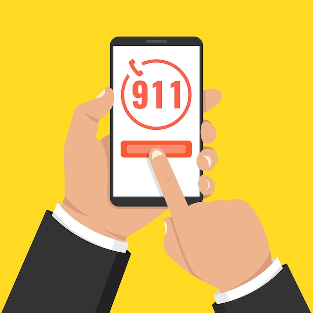 Concepto de llamada de emergencia al 911