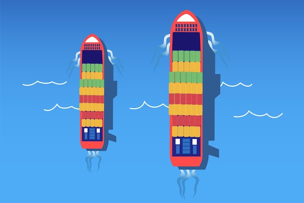 Concepto de logística internacional y entrega de carga Ilustración vectorial plana de colores aislada