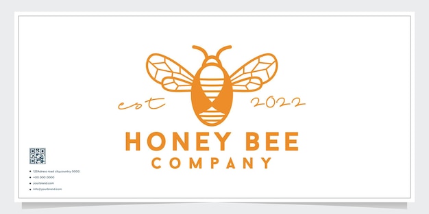 Concepto de logotipo de abeja de miel en el bosque