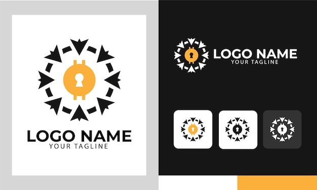 Concepto de logotipo abstracto con flechas y forma de agujero de llave