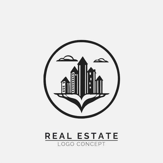 Concepto de logotipo de agencia inmobiliaria para empresa y marca