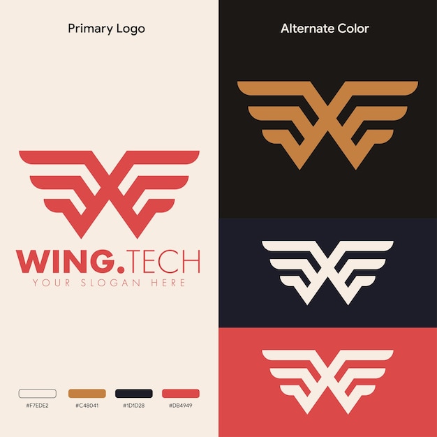 concepto de logotipo de ala simple minimalista