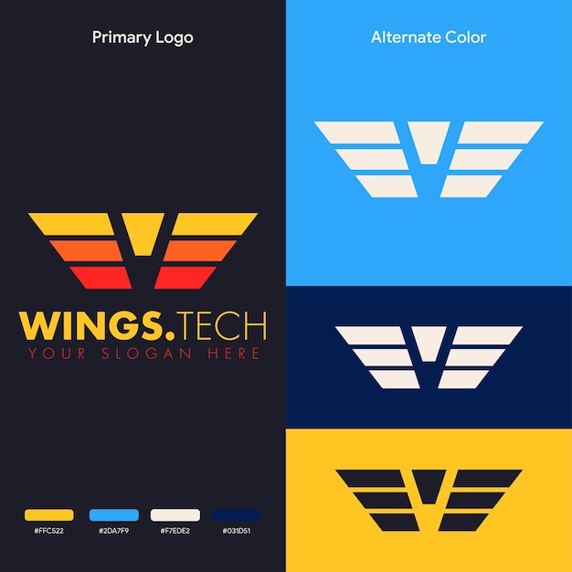 Concepto de logotipo de ala simple minimalista