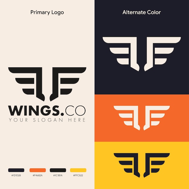 concepto de logotipo de ala simple minimalista