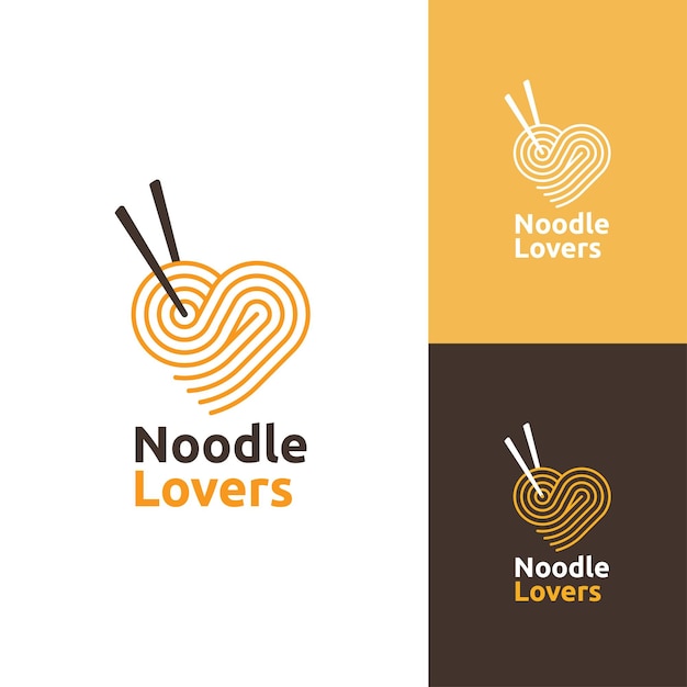 Concepto de logotipo de amantes de los fideos