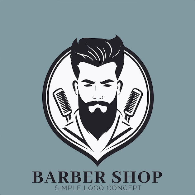 Concepto de logotipo de barbería para empresa y marca
