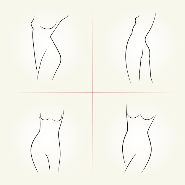 El concepto del logotipo de belleza del cuerpo femenino La pérdida de peso Ilustración vectorial