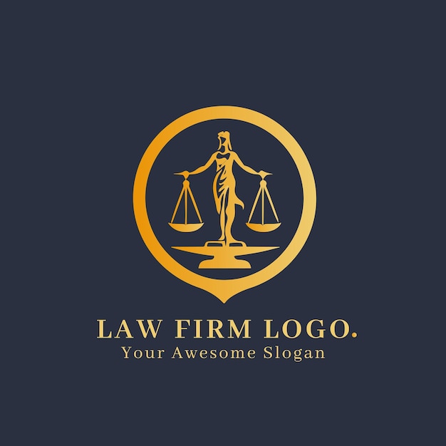 Concepto de logotipo de bufete de abogados para empresa y marca