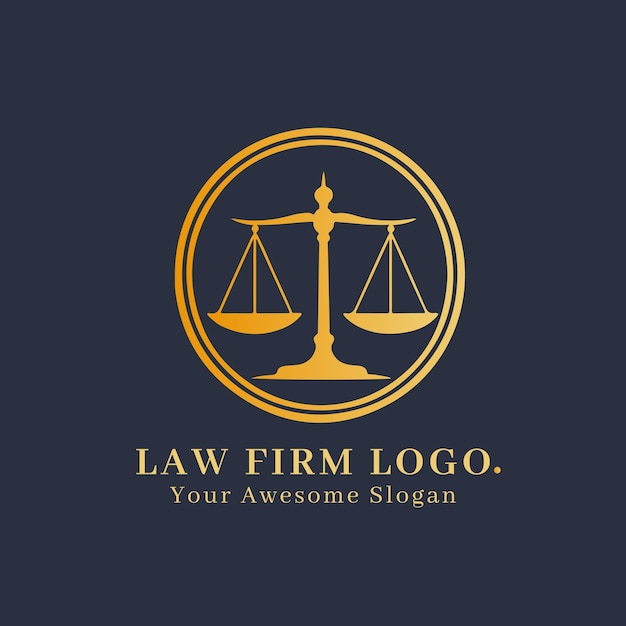 Concepto de logotipo de bufete de abogados para empresa y marca