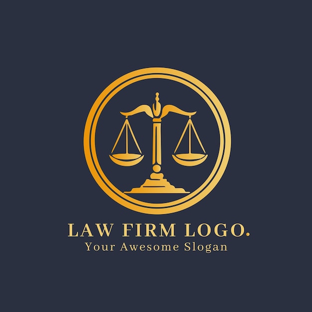Concepto de logotipo de bufete de abogados para empresa y marca