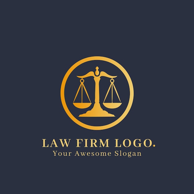 Concepto de logotipo de bufete de abogados para empresa y marca
