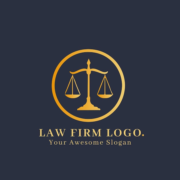 Concepto de logotipo de bufete de abogados para empresa y marca