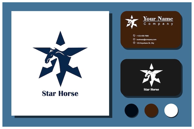 Vector concepto de logotipo de caballo estrella