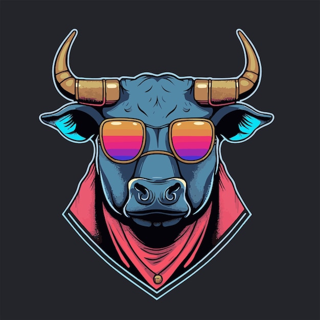 Concepto de logotipo de cabeza de toro Ilustración de mascota de búfalo
