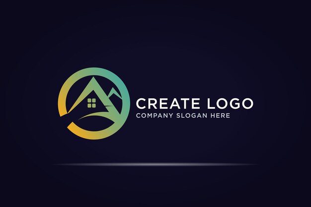concepto del logotipo de la casa de montaña del círculo abstracto