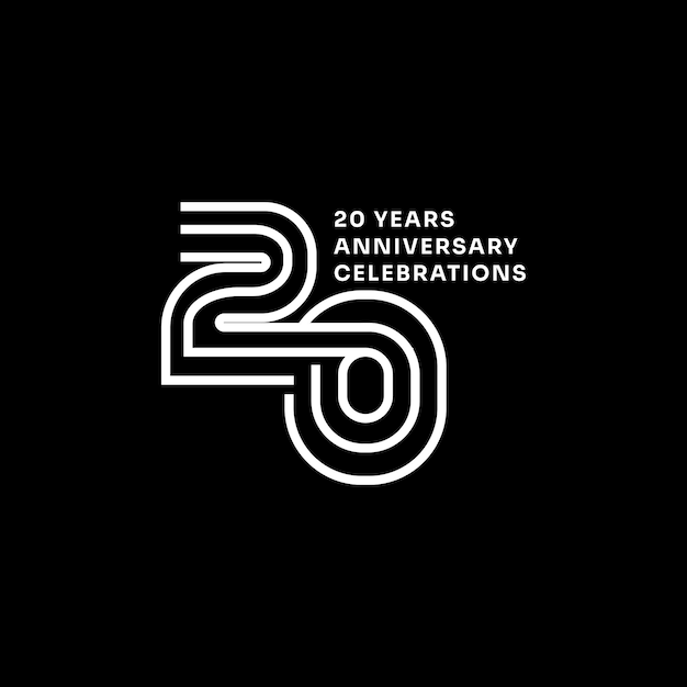 Vector concepto del logotipo de las celebraciones del 20 aniversario.