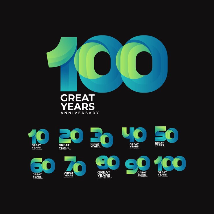 Vector concepto de logotipo de celebraciones de aniversario de 100 años