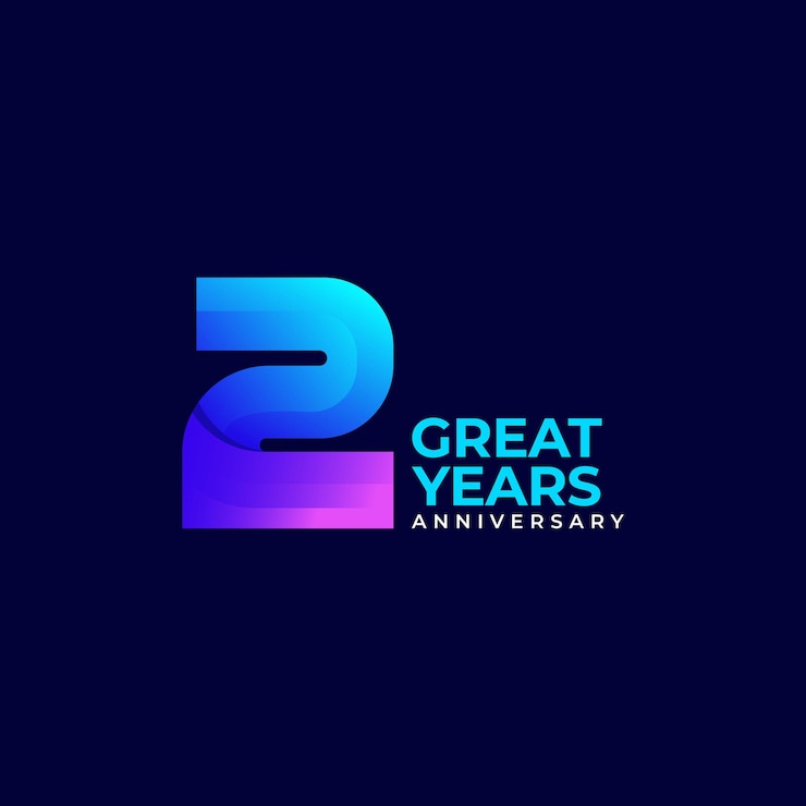 Vector concepto de logotipo de celebraciones de aniversario de 2 años