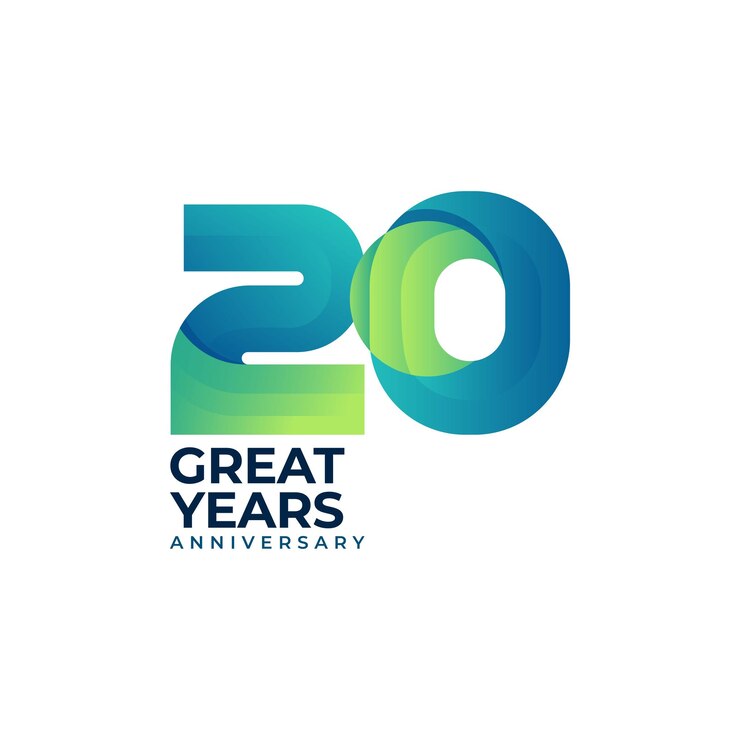 Vector concepto de logotipo de celebraciones de aniversario de 20 años