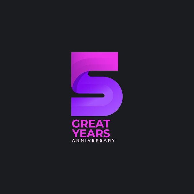 Concepto de logotipo de celebraciones de aniversario de 5 años