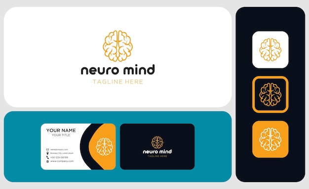 Concepto de logotipo de cerebro creativo y diseño de tarjeta de visita con vector de tecnología moderna