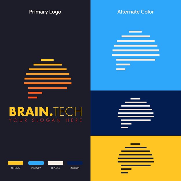 Concepto de logotipo de cerebro simple minimalista