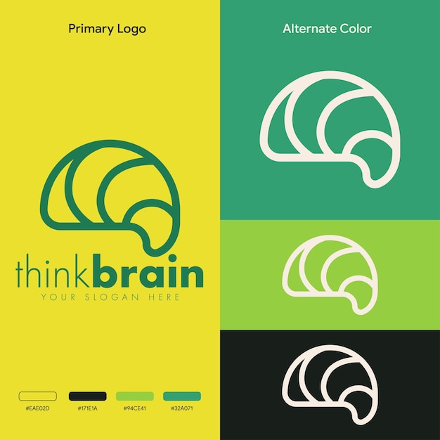 Vector concepto de logotipo de cerebro simple minimalista