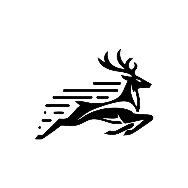 Vector concepto de logotipo de ciervo en carrera plantilla de diseño de logotipo del ciervo silueta del ciervo en un fondo blanco ilustración vectorial