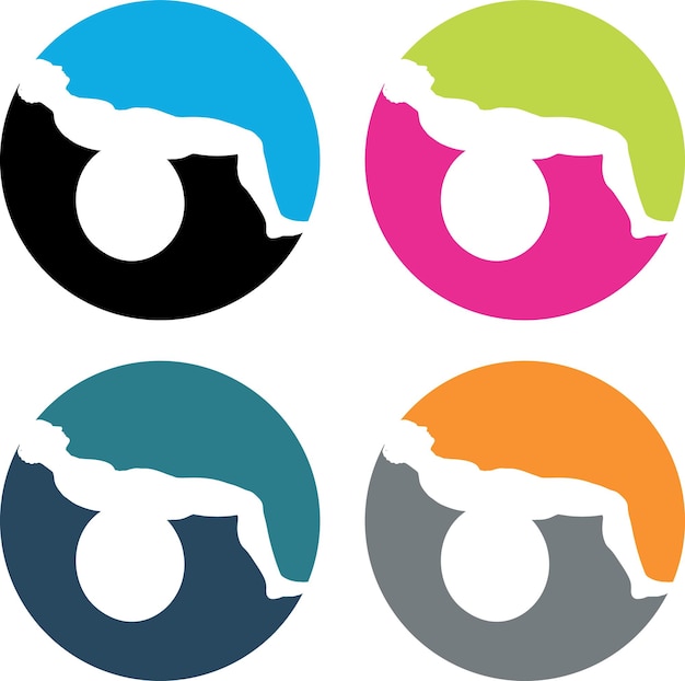 Concepto de logotipo para clases de aeróbic y fitness aislado sobre fondo transparente