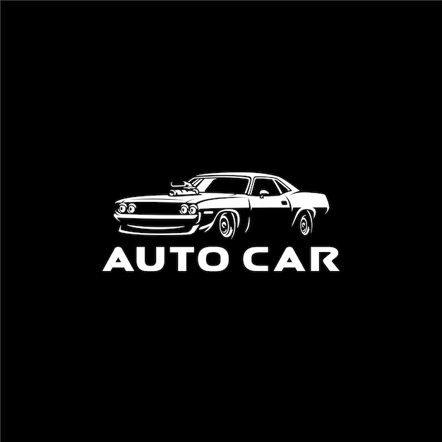 Concepto de logotipo de coche automotriz en fondo negro